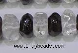 CNG6380 6*14mm - 8*14mm nuggets white crystal & smoky quartz beads