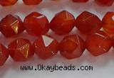 CNG6505 15.5 inches 8mm faceted nuggets red agate beads