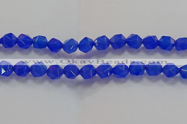 CNG6511 15.5 inches 12mm faceted nuggets blue agate beads