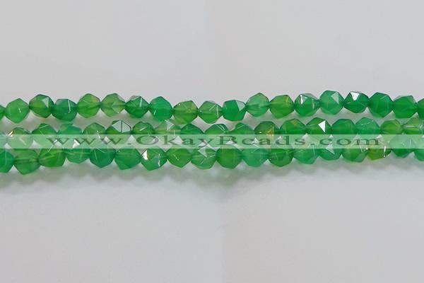 CNG6513 15.5 inches 8mm faceted nuggets green agate beads