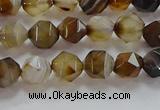 CNG6516 15.5 inches 6mm faceted nuggets line agate beads