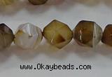 CNG6518 15.5 inches 10mm faceted nuggets line agate beads