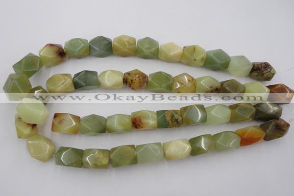 CNG652 15.5 inches 13*18mm faceted nuggets flower jade beads