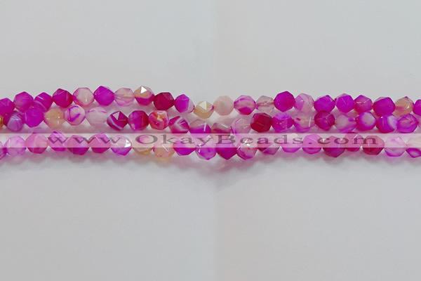 CNG6520 15.5 inches 6mm faceted nuggets line agate beads