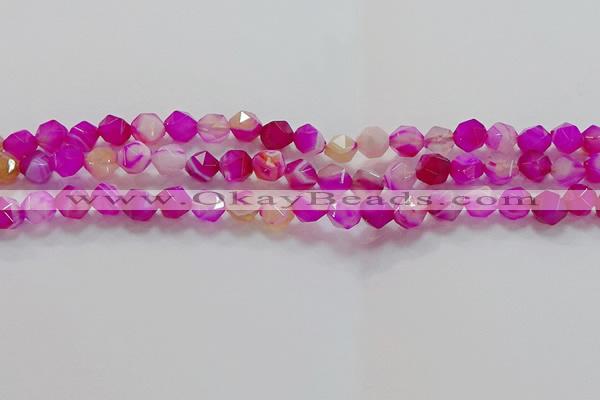 CNG6521 15.5 inches 8mm faceted nuggets line agate beads