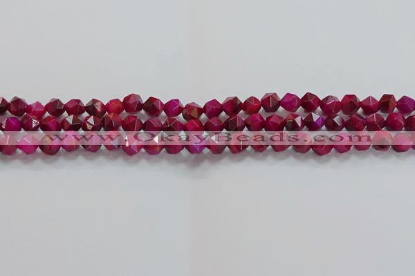 CNG6534 15.5 inches 6mm faceted nuggets red tiger eye beads