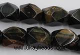 CNG654 15.5 inches 13*18mm faceted nuggets blue tiger eye beads