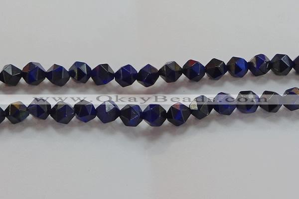 CNG6544 15.5 inches 10mm faceted nuggets blue tiger eye beads