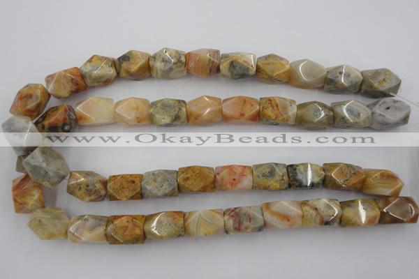 CNG656 15.5 inches 13*18mm faceted nuggets crazy lace agate beads