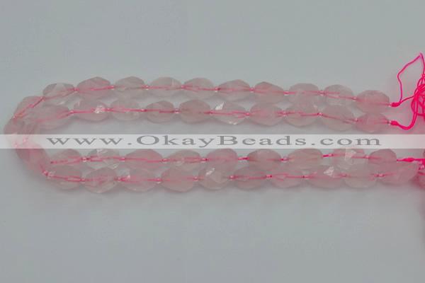 CNG6915 15.5 inches 8*12mm - 12*16mm faceted nuggets rose quartz beads