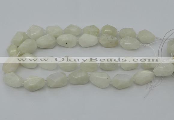 CNG6926 12*16mm - 15*25mm faceted nuggets white moonstone beads