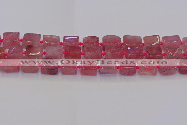 CNG6931 15.5 inches 8*12mm - 10*16mm nuggets strawberry quartz beads