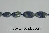 CNG7093 25*35mm - 35*45mm faceted freeform blue aventurine beads