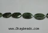 CNG7096 25*35mm - 35*45mm faceted freeform green hair stone beads