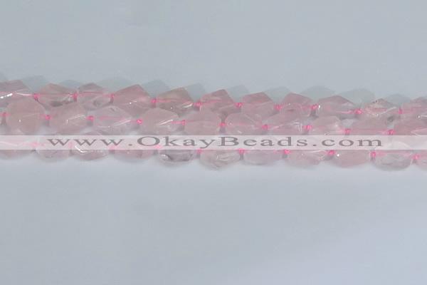 CNG7131 15.5 inches 6*10mm - 10*14mm faceted nuggets rose quartz beads