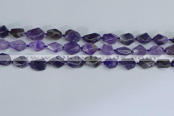 CNG7132 15.5 inches 6*10mm - 10*14mm faceted nuggets amethyst beads