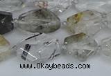 CNG7134 6*10mm - 10*14mm faceted nuggets green ghost quartz beads