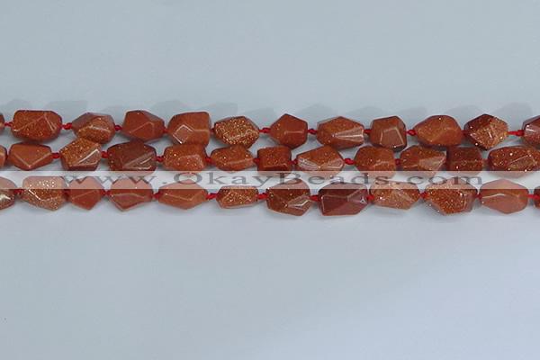 CNG7135 15.5 inches 6*10mm - 10*14mm faceted nuggets glodstone beads