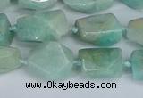 CNG7136 6*10mm - 10*14mm faceted nuggets Brazilian amazonite beads