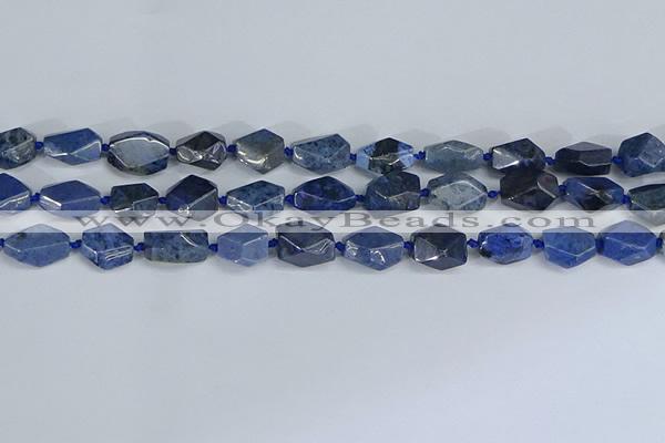 CNG7142 6*10mm - 10*14mm faceted nuggets blue dumortierite beads