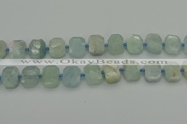 CNG7202 15.5 inches 13*18mm - 15*20mm faceted freeform aquamarine beads