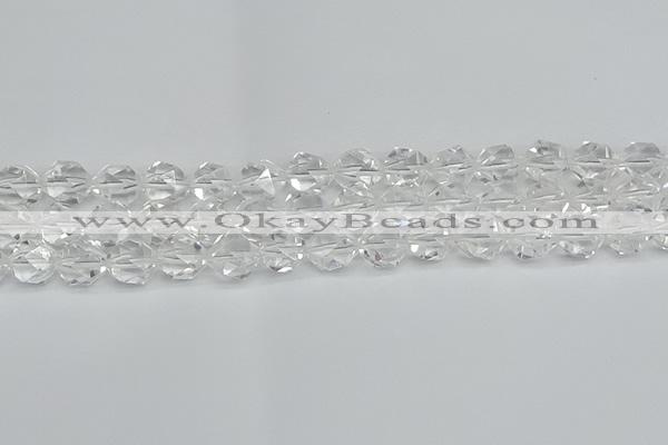 CNG7212 15.5 inches 10mm faceted nuggets white crystal beads