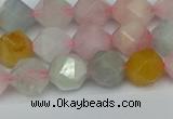 CNG7267 15.5 inches 10mm faceted nuggets morganite beads