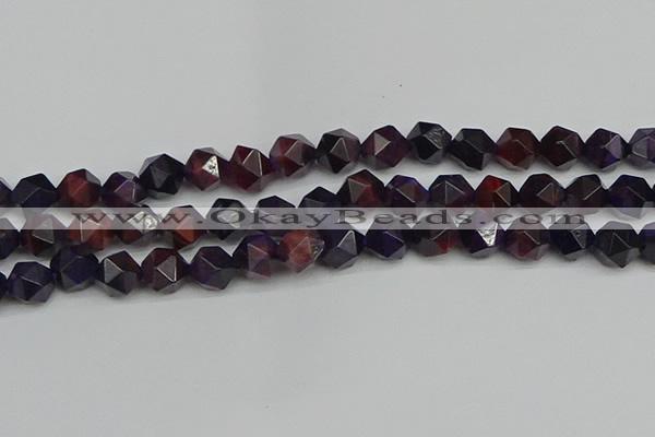 CNG7317 15.5 inches 10mm faceted nuggets purple tiger eye beads