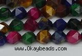 CNG7330 15.5 inches 6mm faceted nuggets mixed tiger eye beads