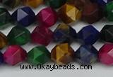 CNG7331 15.5 inches 8mm faceted nuggets mixed tiger eye beads