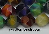 CNG7333 15.5 inches 12mm faceted nuggets mixed tiger eye beads