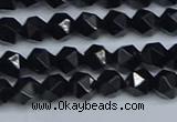 CNG7350 15.5 inches 6mm faceted nuggets Black agate beads