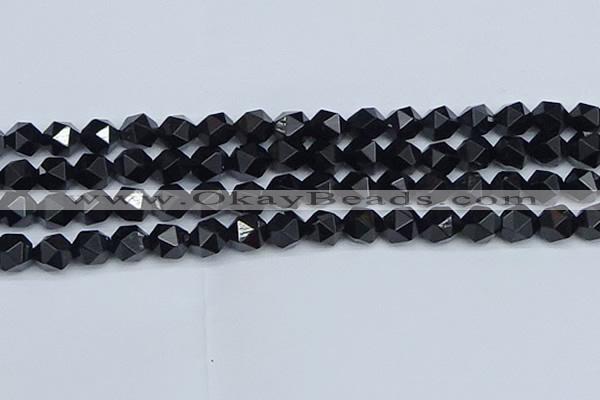 CNG7353 15.5 inches 12mm faceted nuggets Black agate beads