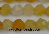 CNG7356 15.5 inches 8mm faceted nuggets yellow jade beads