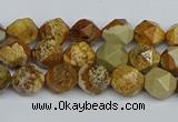 CNG7375 15.5 inches 6mm faceted nuggets picture jasper beads