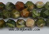 CNG7395 15.5 inches 6mm faceted nuggets rhyolite gemstone beads