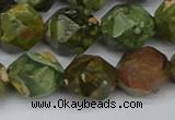 CNG7398 15.5 inches 12mm faceted nuggets rhyolite gemstone beads