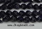 CNG7405 15.5 inches 6mm faceted nuggets blue goldstone beads