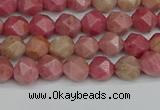 CNG7420 15.5 inches 6mm faceted nuggets rhodochrosite beads