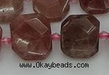 CNG7455 12*16mm - 15*20mm faceted freeform strawberry quartz beads