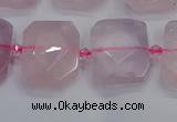 CNG7471 15.5 inches 18*25mm - 20*28mm faceted freeform rose quartz beads