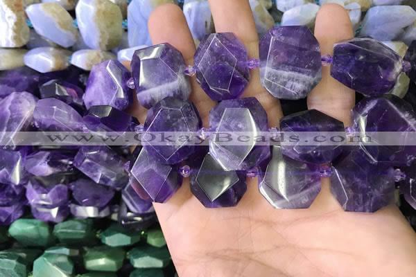 CNG7473 15.5 inches 18*25mm - 20*28mm faceted freeform amethyst beads