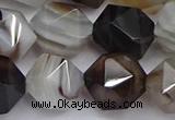 CNG7504 15.5 inches 12mm faceted nuggets line agate beads