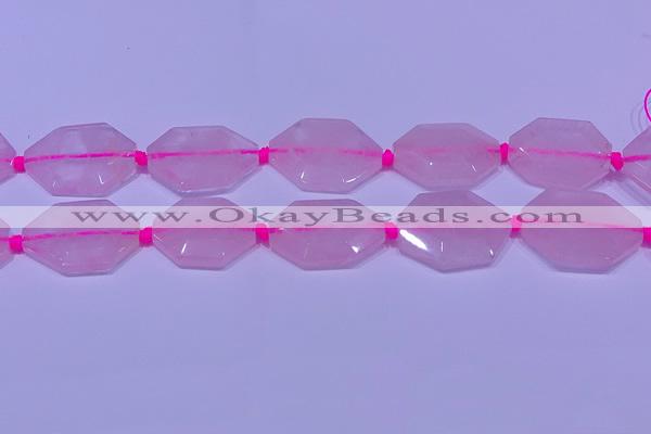 CNG7510 15.5 inches 25*35mm - 30*40mm faceted freeform rose quartz beads