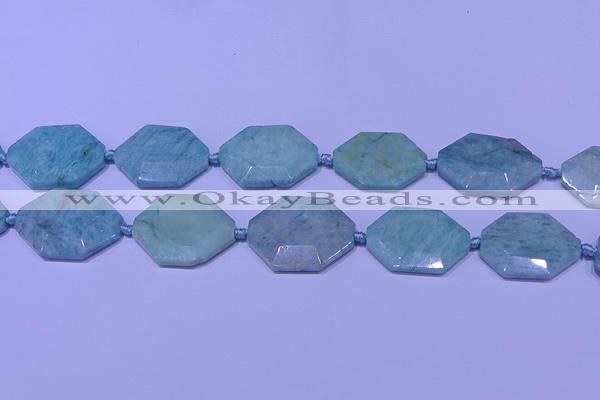 CNG7512 15.5 inches 25*35mm - 30*40mm faceted freeform amazonite beads