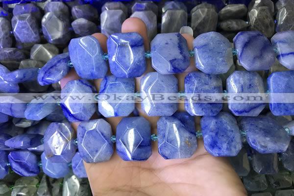 CNG7567 18*25mm - 20*28mm faceted freeform blue aventurine beads