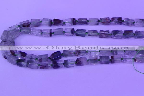 CNG7650 15.5 inches 5*7mm - 8*10mm nuggets green phantom quartz beads