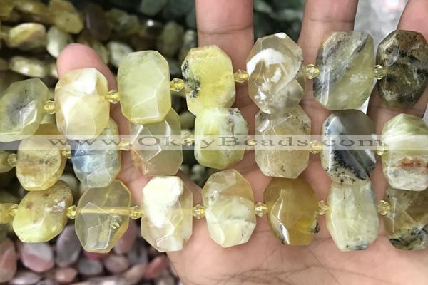 CNG7761 13*18mm - 15*25mm faceted freeform yellow opal beads