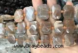 CNG7766 13*18mm - 15*25mm faceted freeform orange moonstone beads