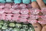 CNG7801 13*18mm - 18*25mm faceted freeform rose quartz beads